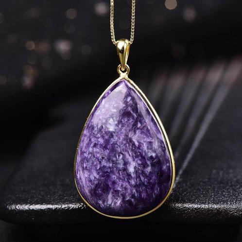 Sans réserve - Certifié ALGT - Pendentif Charoïte Naturel, Verzamelen, Mineralen en Fossielen