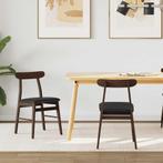 vidaXL Eetkamerstoel 2 pcs Donkerbruin en zwart Massief, Huis en Inrichting, Verzenden, Nieuw