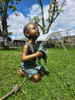 Beeld, XL Bronze: Boy with Frog - 53.5 cm - Brons - 2026