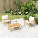 vidaXL Tuinstoelen 2 st met crèmewitte kussens bamboe, Tuin en Terras, Tuinsets en Loungesets, Verzenden, Nieuw