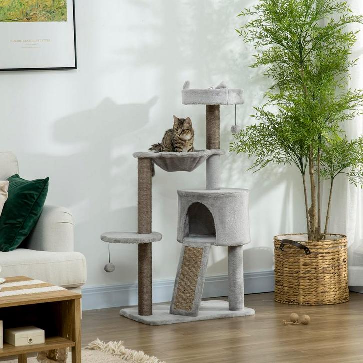 Krabmeubel - LuxeKrab - Kattenhol - Speelkolom - Lichtgrijs, Dieren en Toebehoren, Katten-accessoires, Nieuw, Ophalen of Verzenden