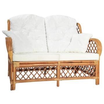 vidaXL Tweezitsbank rattan lichtbruin, Verzenden