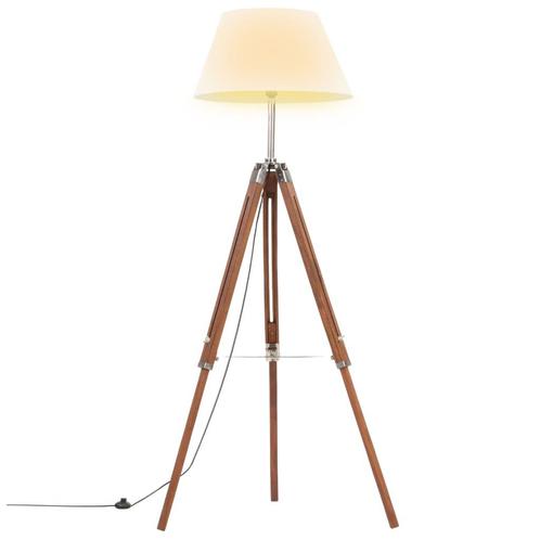 vidaXL Vloerlamp driepoot 141 cm massief teakhout, Huis en Inrichting, Lampen | Overige, Nieuw, Verzenden