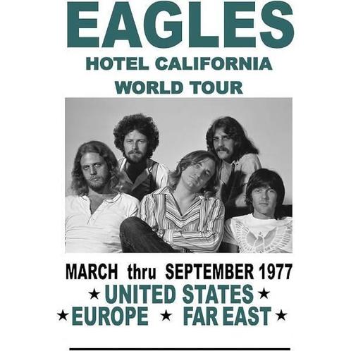 Wandbord reclamebord schild Eagles Hotel California tour, Verzamelen, Retro, Huis en Inrichting, Verzenden