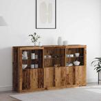 vidaXL Buffetkast met LED Lichten Oud Hout 181.5x37x100 cm, Verzenden, Nieuw