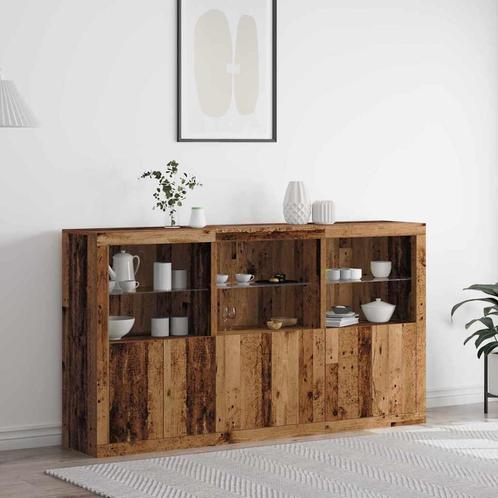 vidaXL Buffetkast met LED Lichten Oud Hout 181.5x37x100 cm, Huis en Inrichting, Kasten | Dressoirs, Nieuw, Verzenden