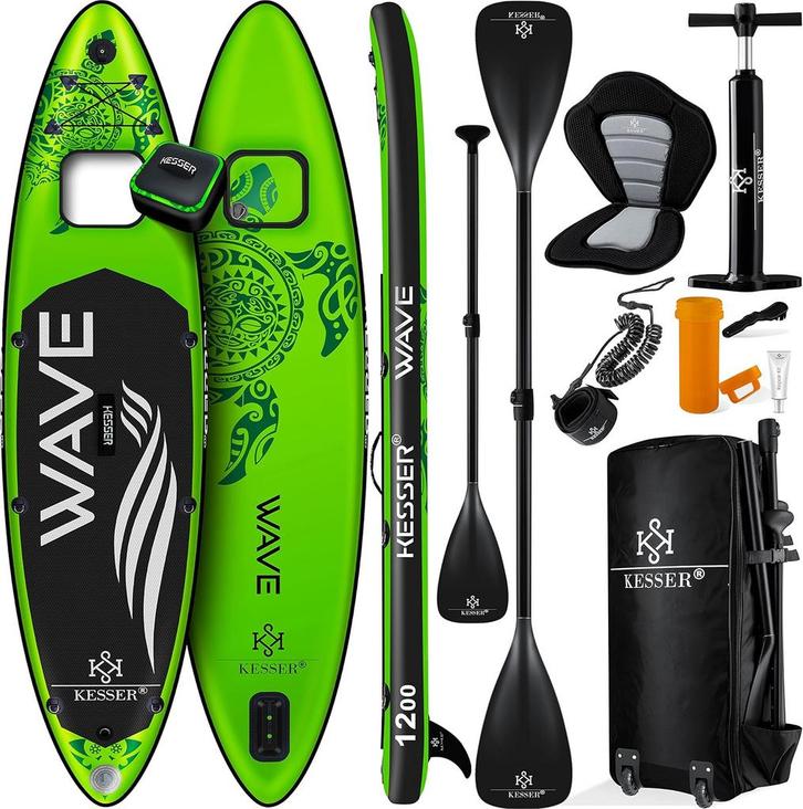 Sup Board - Opblaasbaar Paddle Board - 130 kg - Groen - KESS, Watersport en Boten, Suppen, Nieuw, Verzenden