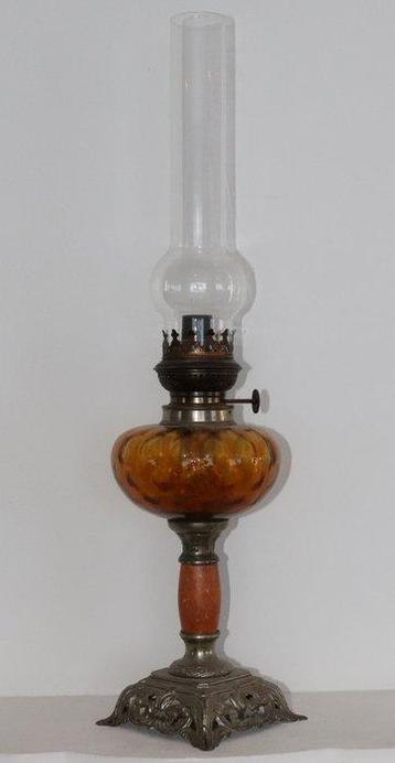 Lampe à huile - Métal, Verre - Ancienne lampe à huile