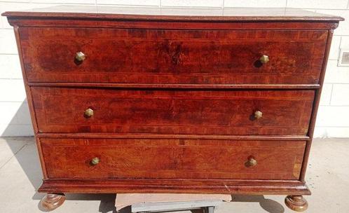 Commode - Hout, Wortelnotenhout - Gesprekspatroon hersteld, Antiek en Kunst, Antiek | Overige Antiek