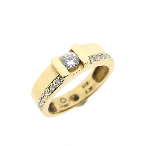 Gouden ring met zirconia (geelgoud, damesring, dames), Handtassen en Accessoires, Ringen, Dame, Met edelsteen, Overige kleuren