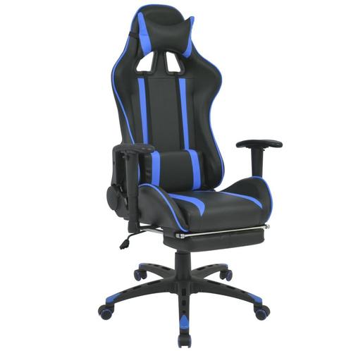 vidaXL Bureau-/gamestoel verstelbaar met voetensteun blauw, Huis en Inrichting, Bureaustoelen, Nieuw, Verzenden