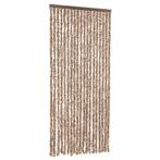 Chenille Vliegengordijn Beige/Donkerbruin | Retour deal v..., Kunststof, Minder dan 80 cm, Verzenden, Hordeur