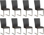 Set van 8 Donkerbruine leren industriële eetkamerstoelen -, Nieuw, Vijf, Zes of meer stoelen, Modern, Leer