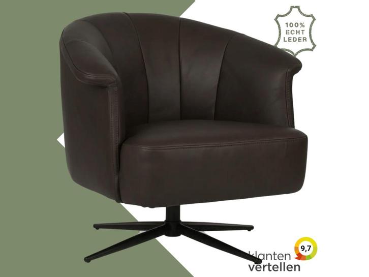 Leren draaifauteuil Embrace - Rancho Moro (donkerbruin) -, Huis en Inrichting, Fauteuils, 75 tot 100 cm, 75 tot 100 cm, Nieuw