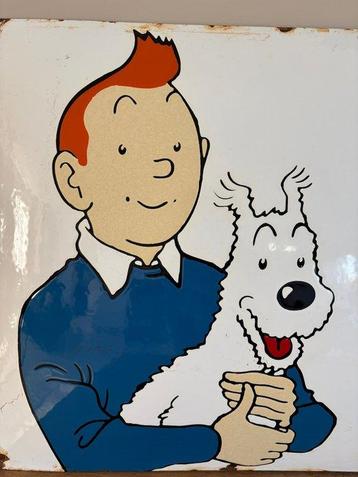 Plaque Emaillée Tintin et Milou pour Esso 1972 - Émailleries beschikbaar voor biedingen