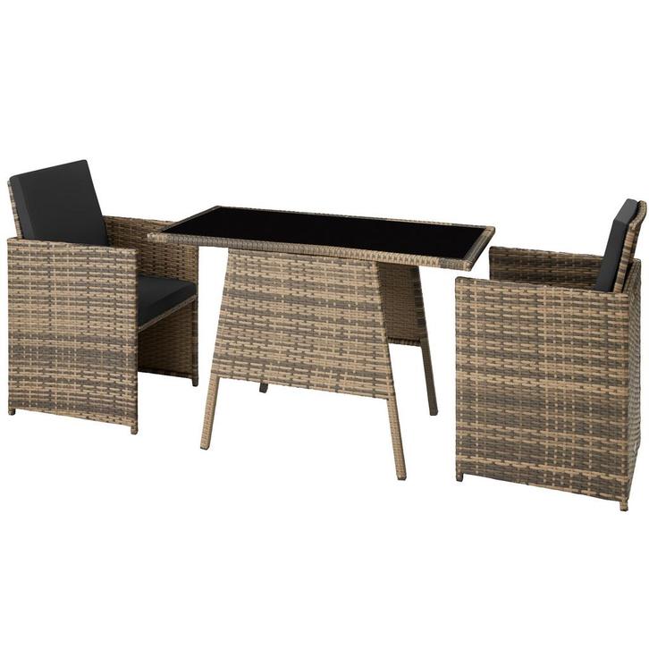 tectake Wicker zitgroep Lausanne 2+1 - natuur, Tuin en Terras, Tuinsets en Loungesets, Verzenden