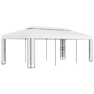 vidaXL Prieel met dubbel dak 3x6 m wit, Tuin en Terras, Partytenten, Verzenden, Nieuw
