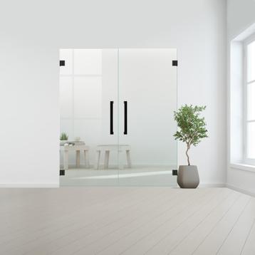 Glazen dubbele binnendeur XL zonder kozijn zwart beslag-Blan, Doe-het-zelf en Bouw, Deuren en Vliegenramen, Verzenden, Nieuw