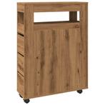 Badkamerkast met Wielen Eik - Tweede Kansje! Handig!, (Half)hoge kast, Verzenden, Nieuw, 50 tot 100 cm