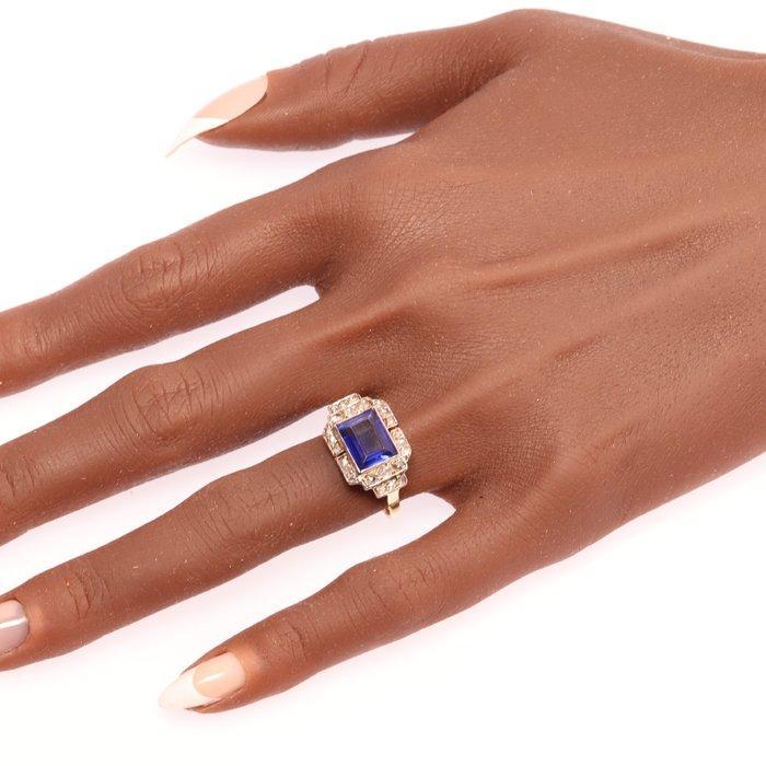 Ring - 18 karaat Geel goud, Witgoud - Diamant - Sapphire,, Handtassen en Accessoires, Ringen