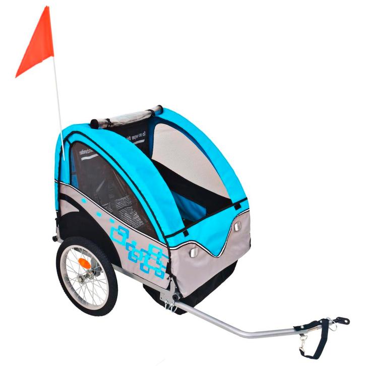 vidaXL Fietstrailer 30 kg grijs en blauw, Fietsen en Brommers, Fietsaccessoires | Aanhangwagens en Karren, Nieuw, Verzenden
