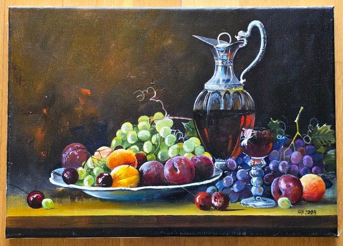 Alexander Nakonechnyi (XX-XXI) - Fruit and wine, Antiek en Kunst, Kunst | Schilderijen | Klassiek