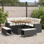 vidaXL 8-delige tuinzetel set met kussens – zwart poly, Tuin en Terras, Tuinsets en Loungesets, Verzenden, Nieuw