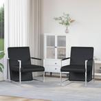 vidaXL Fauteuils 2 st met chroom frame kunstleer zwart, Huis en Inrichting, Verzenden, Nieuw
