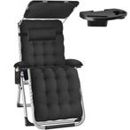 tectake Ligstoel Cloud II met zonnekap, opvouwbaar - zwart,, Verzenden, Nieuw