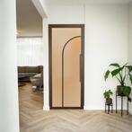 Stalen Binnendeur - Brons - 2 Vlaks rond - Mat glas, Doe-het-zelf en Bouw, Minder dan 80 cm, Binnendeur, Nieuw, Metaal