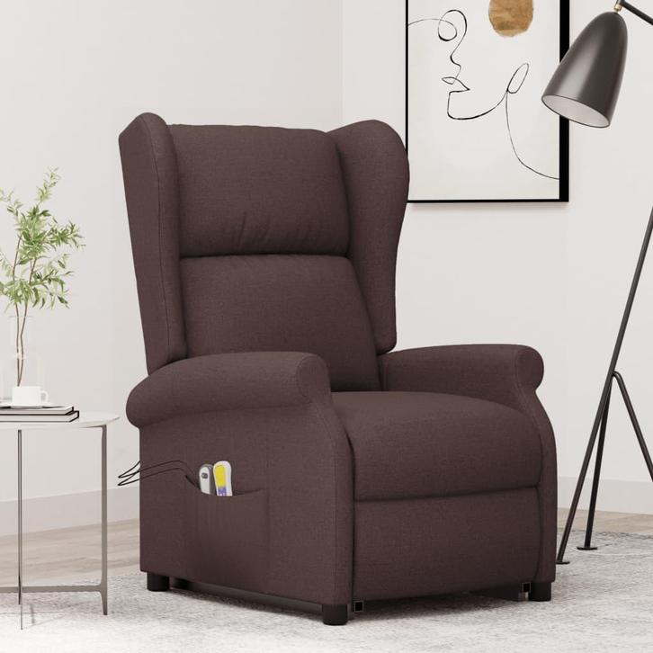 vidaXL Sta-op-massagestoel stof donkerbruin, Huis en Inrichting, Stoelen, Nieuw, Verzenden