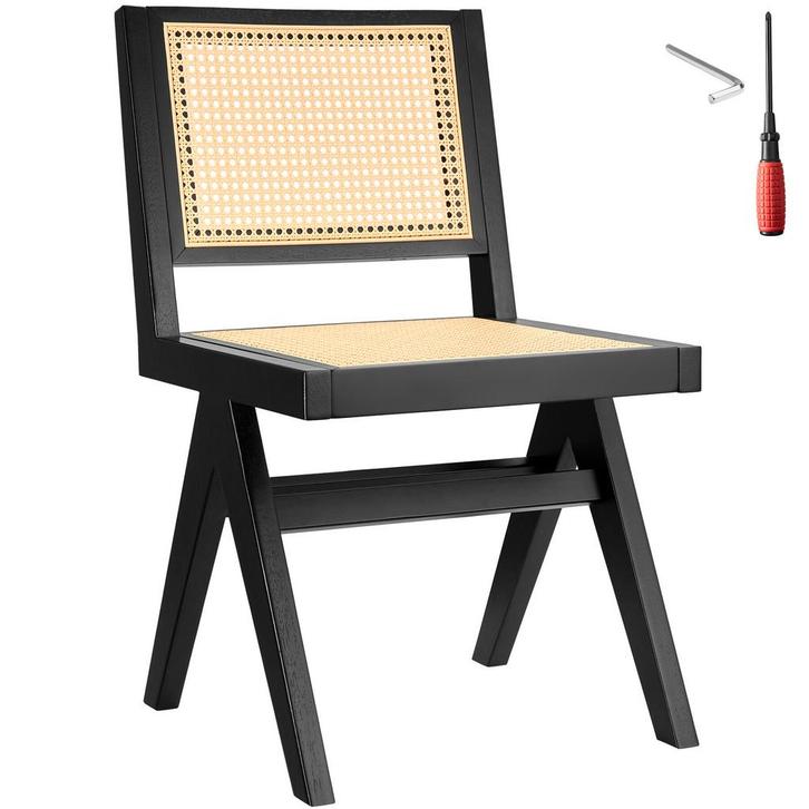 tectake Houten stoel Lizzy met Weens vlechtwerk in boho-stij, Huis en Inrichting, Stoelen, Verzenden