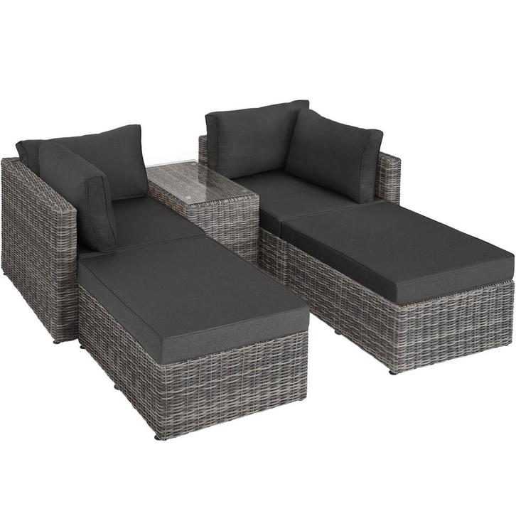 tectake Wicker loungeset San Domino met aluminium frame - li, Tuin en Terras, Tuinsets en Loungesets, Verzenden