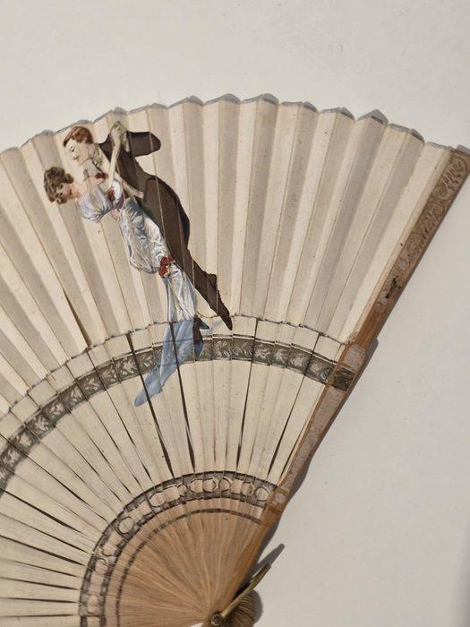 Handwaaier - Papier, Hout, Messing, Antiek en Kunst, Curiosa en Brocante