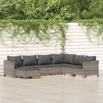 vidaXL 7-delige Loungeset met kussens poly rattan grijs, Verzenden, Nieuw, Loungeset