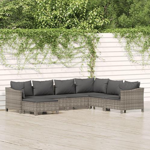 vidaXL 7-delige Loungeset met kussens poly rattan grijs, Tuin en Terras, Tuinsets en Loungesets, Loungeset, Nieuw, Verzenden