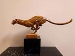 Beeldje, Rennende Jaguar - 20 cm - Brons, Marmer, Antiek en Kunst, Curiosa en Brocante