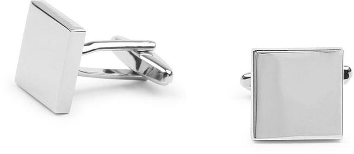 Manchetknoop Vierkant Glad Zilver maat  Heren, Handtassen en Accessoires, Manchetknopen, Nieuw, Verzenden