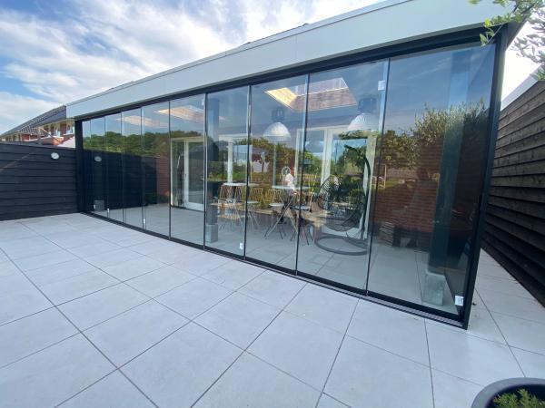 Veiling - 5x Glazenschuifwand 820 mm H 2000–2700 mm Antrac, Tuin en Terras, Overkappingen