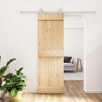 vidaXL Schuifdeur met beslag 70x210 cm massief grenenhout, Doe-het-zelf en Bouw, Deuren en Vliegenramen, Verzenden, Nieuw