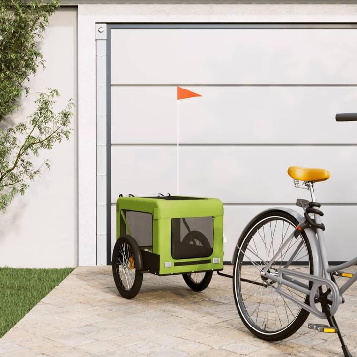 vidaXL Hondenfietstrailer oxford stof en ijzer groen en, Animaux & Accessoires, Autres accessoires pour animaux, Envoi