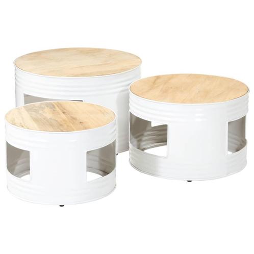 vidaXL Tables de bar forme tambour 3 pcs bois de, Maison & Meubles, Tables | Tables de salon, Neuf, Envoi