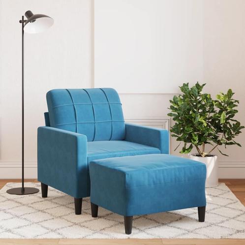 vidaXL Fauteuil met voetenbank 60 cm fluweel blauw, Huis en Inrichting, Zetels | Zetels, Nieuw, Verzenden