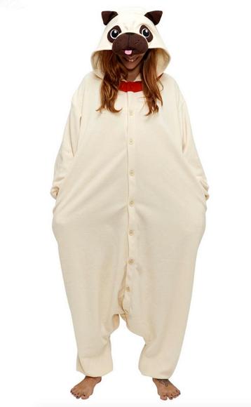 Onesie Mopshond Pak 128-134 Hondenpak Kostuum Pug Bruin Jump, Ophalen of Verzenden
