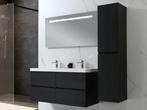 Veiling - Badkamermeubel 120 cm - Donker hout decor + witte, Nieuw
