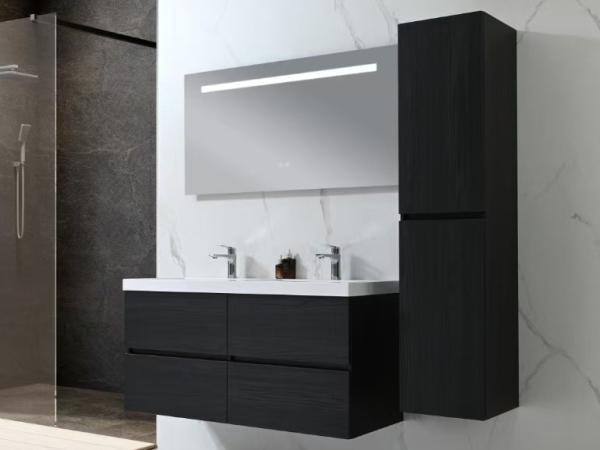 Veiling - Badkamermeubel 120 cm - Donker hout decor + witte, Doe-het-zelf en Bouw, Sanitair