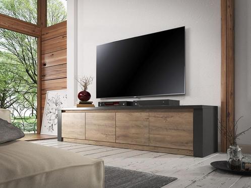 TV-Meubel in Eiken (met Grijs) 170x48x43cm - TV kast deuren, Huis en Inrichting, Kasten |Televisiemeubels, 25 tot 50 cm, Nieuw