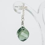 Oorbellen - 18 karaat Witgoud Quartz - Diamant, Handtassen en Accessoires, Oorbellen, Nieuw