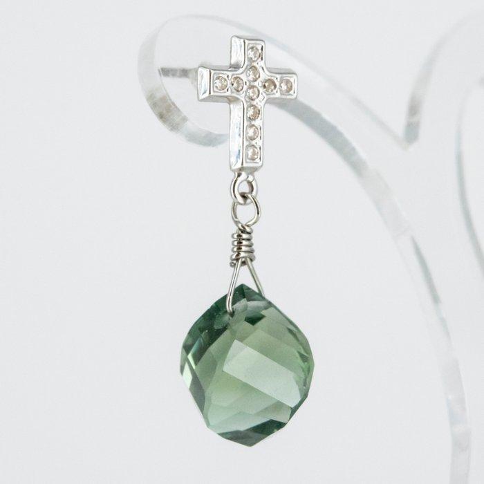 Oorbellen - 18 karaat Witgoud Quartz - Diamant, Handtassen en Accessoires, Oorbellen