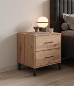Meubella Nachtkastje eiken 48x40x52 cm | 2 lades, Huis en Inrichting, Kasten | Overige, Verzenden, Nieuw